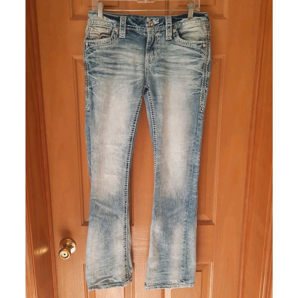Rock Revival "Dao" Bootcut Womens 27 Bling Light Wash Embellished - Picture 2 of 16